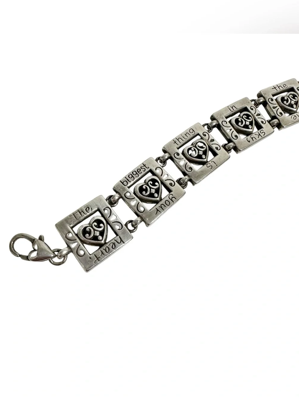 Brighton Silver & Red Heart Dress Engraved Motivational Quote Bracelet